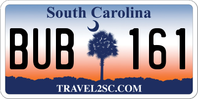SC license plate BUB161