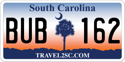 SC license plate BUB162