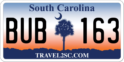 SC license plate BUB163