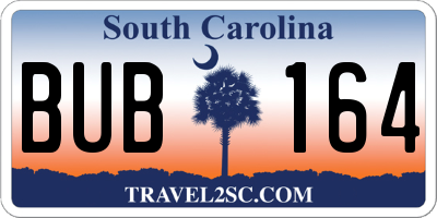 SC license plate BUB164