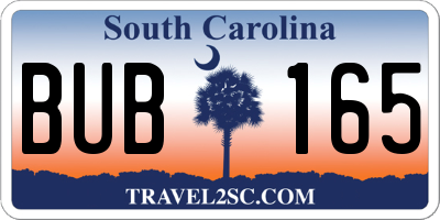 SC license plate BUB165