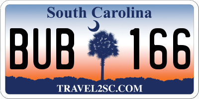 SC license plate BUB166
