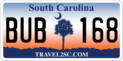 SC license plate BUB168