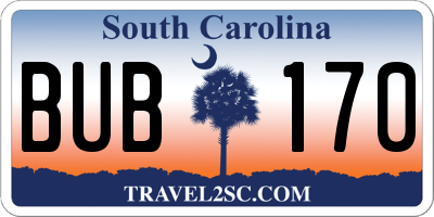 SC license plate BUB170