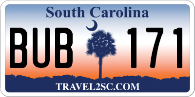 SC license plate BUB171