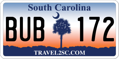 SC license plate BUB172
