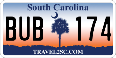 SC license plate BUB174