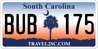 SC license plate BUB175