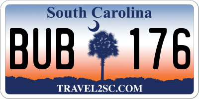 SC license plate BUB176