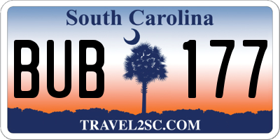 SC license plate BUB177