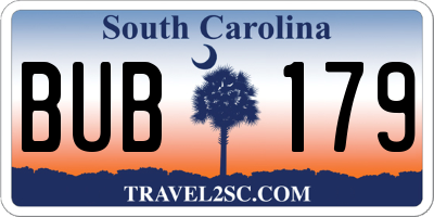 SC license plate BUB179