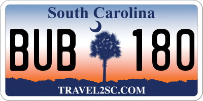 SC license plate BUB180