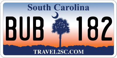 SC license plate BUB182