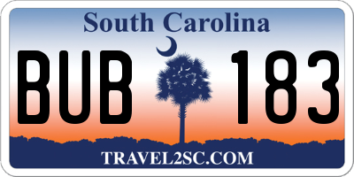SC license plate BUB183