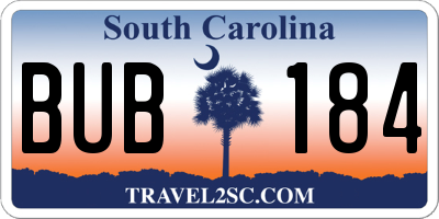 SC license plate BUB184
