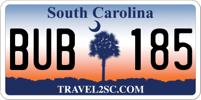 SC license plate BUB185