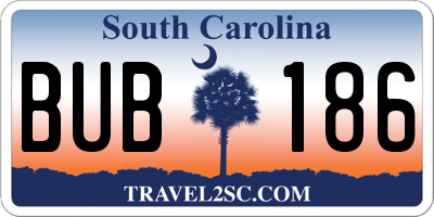 SC license plate BUB186