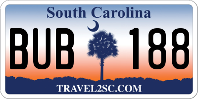SC license plate BUB188