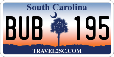 SC license plate BUB195