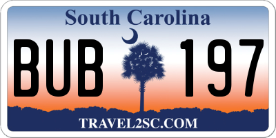 SC license plate BUB197