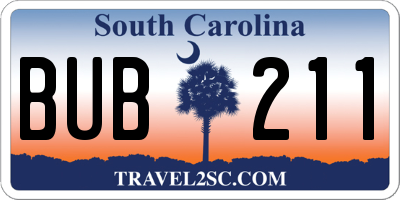 SC license plate BUB211
