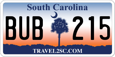 SC license plate BUB215