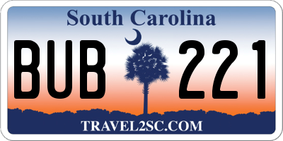 SC license plate BUB221