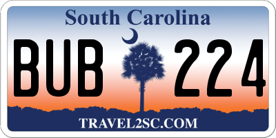 SC license plate BUB224