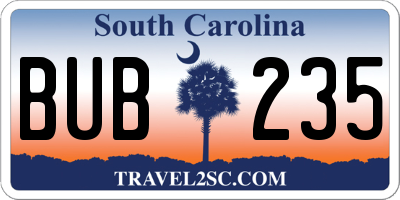 SC license plate BUB235