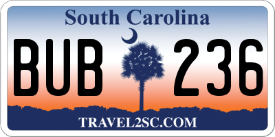 SC license plate BUB236