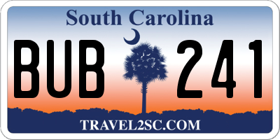 SC license plate BUB241