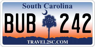 SC license plate BUB242