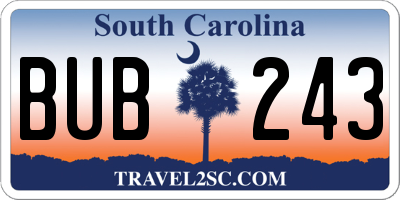 SC license plate BUB243