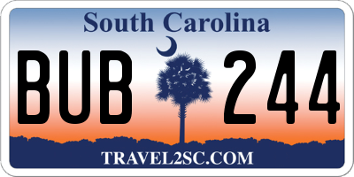 SC license plate BUB244