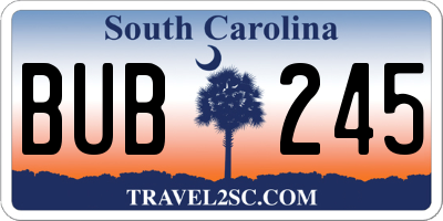 SC license plate BUB245