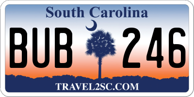 SC license plate BUB246
