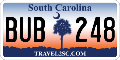 SC license plate BUB248