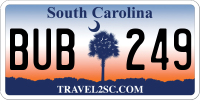 SC license plate BUB249
