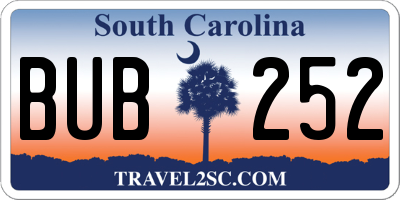 SC license plate BUB252