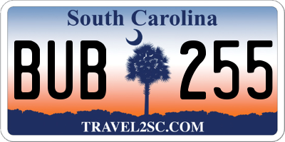 SC license plate BUB255