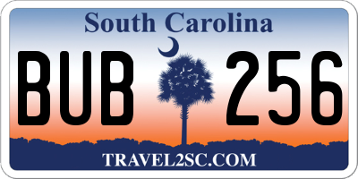 SC license plate BUB256