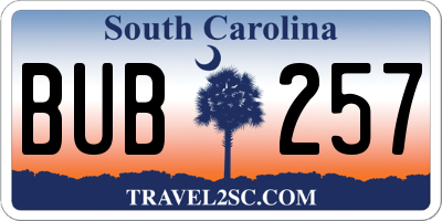 SC license plate BUB257