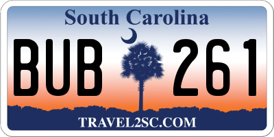 SC license plate BUB261