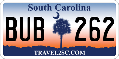 SC license plate BUB262