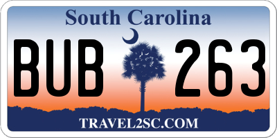 SC license plate BUB263