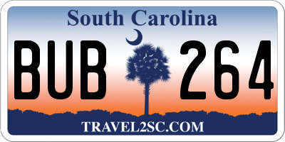 SC license plate BUB264