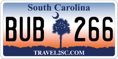 SC license plate BUB266