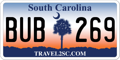SC license plate BUB269