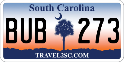 SC license plate BUB273