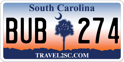 SC license plate BUB274